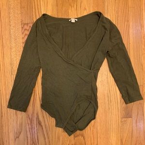 olive 3/4 length sleeve bodysuit